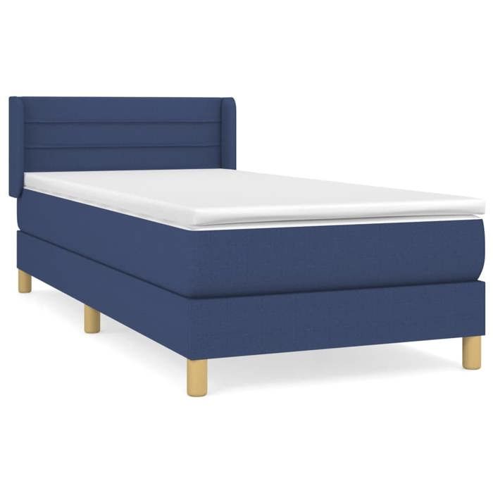 3130335 vidaXL Lit à sommier tapissier avec matelas Bleu 100x200 cm Tissu