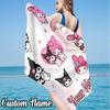 Custom Name Anime Cat Beach Towel - Soft, Ultra-Absorbent Microfiber, Lightweight, Perfect for Beach, Parties, Travel, Camping