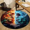Demon Slayer Pattern Round Rug, Indoor/Outdoor Mat, for Picnic, Gameroom, Bedroom, Office, Living Room, Home Decor Carpet, Birthday Gift