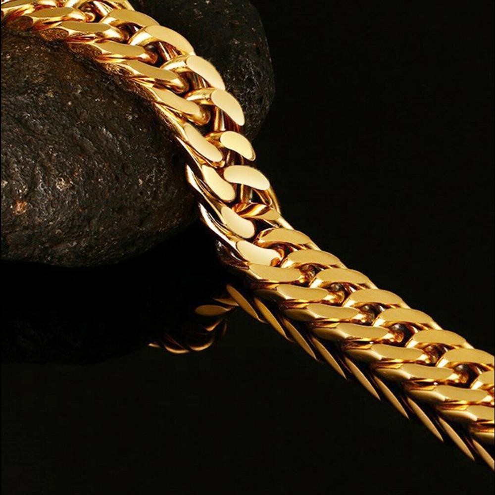 Arrive 15mm Trendy Stainless Steel Gold Cuban Curb Chain Bracelet Bangle Womens Mens Biker Jewelry  Custom