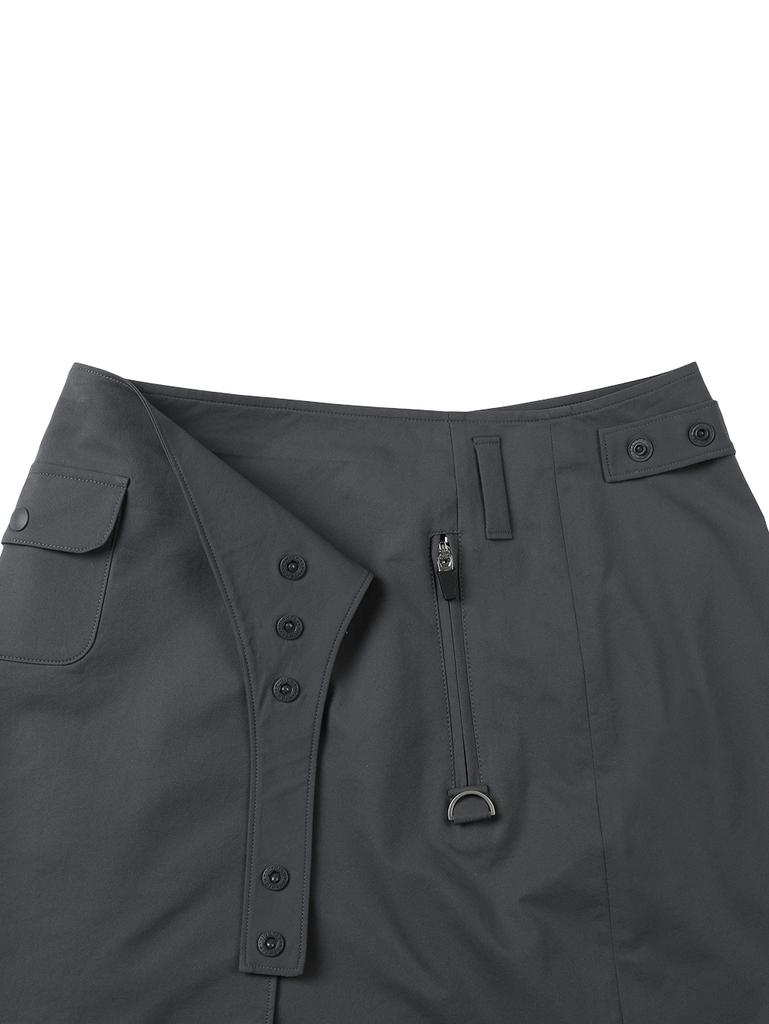 TUOMIO Wrap Skirt Tucked Pants [Charcoal]
