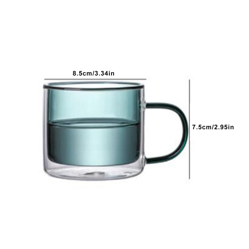 Double Walled Insulated Glass Mug Colorful Transparent Mug with Handle Coffee Cup