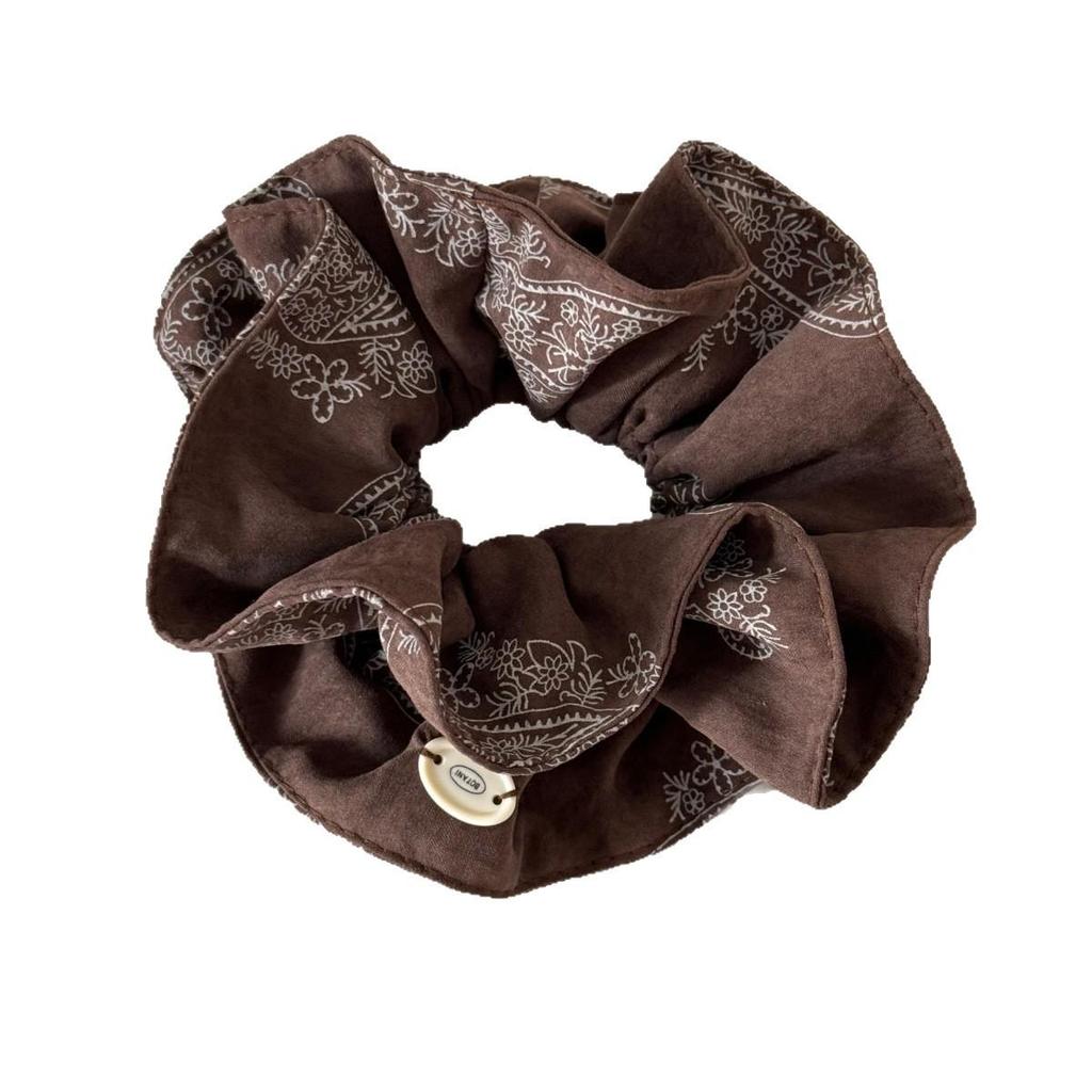Korean Retro Elegant Cashew Flower Scarf Hair Tie - Durable, Elastic, High-Quality Rubber Band