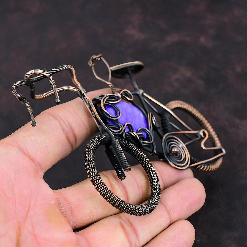Charoite Pendant Copper Wire Wrapped Jewelry Handmade Cycle Pendant Gemstone Pendant Antique Jewelry Copper Wire Wrap Pendant Gift For Women