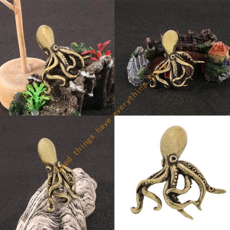Multipurpose Brasses Octopuses Decors Piece Antique Marine Animal Statue for Desk and Living Space As Paperweight Bookend 55KF