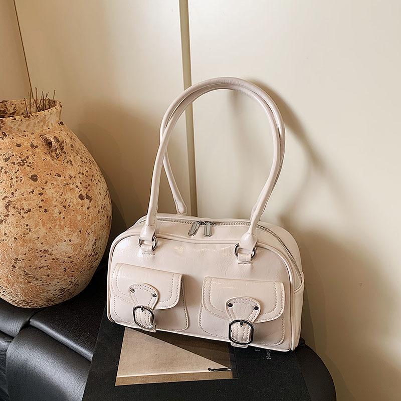 French Niche Texture Underarm Bag Commuter Women's Bag 2025 New Fashion Bowling Bag Simple Shoulder Bag