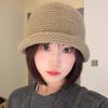 Solid color crimped knitted fisherman's hat children's autumn and winter warm face small wool hat versatile fashion basin hat