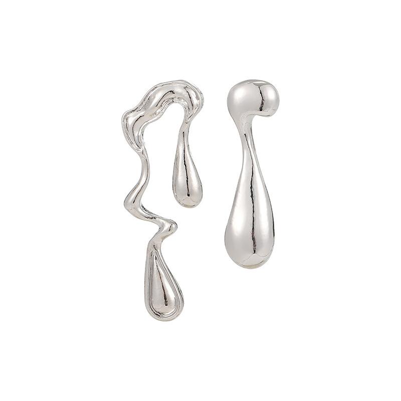 European and American jewelry liquid irregular geometric stud earrings sweet and cool personality design sense simple alloy water drop earrings