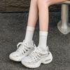Dad Shoes Women's 2025 Autumn New Breathable Thick-soled Mesh Sneakers Lightweight Hollow Height Increasing Casual Shoes Women