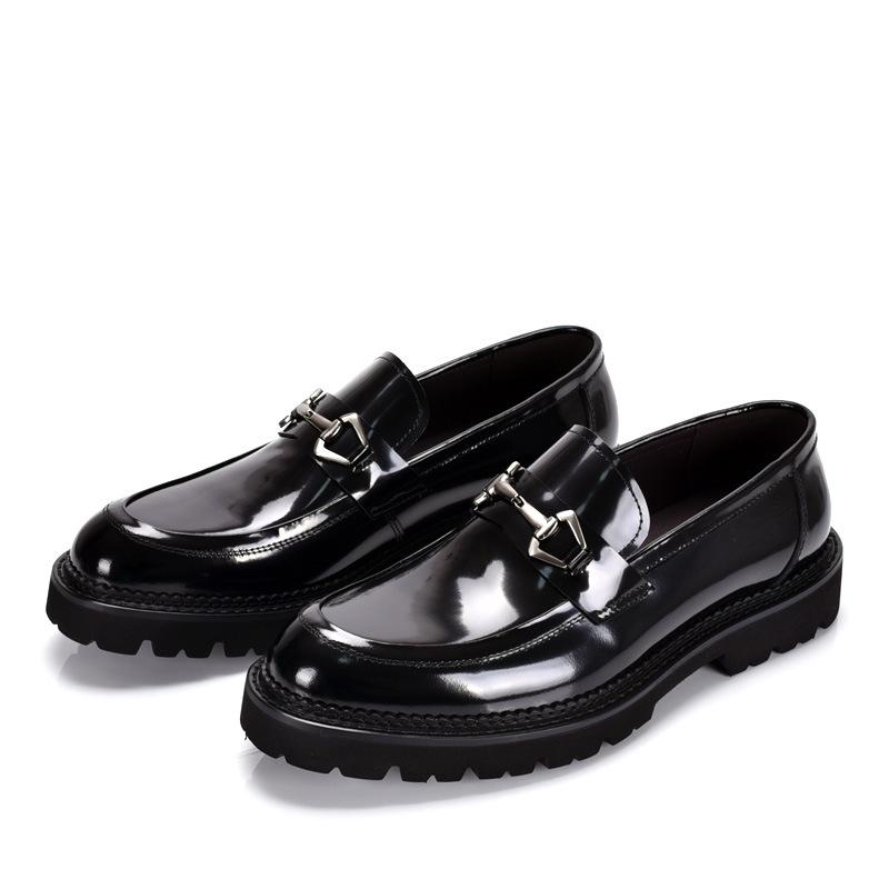 Men's Genuine Leather Loafers: Comfortable, Business Casual Shoes with Thick Soles for Weddings & Trendy, Versatile British Style.