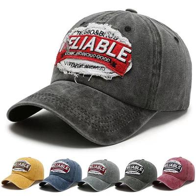 Casquette de baseball pour homme en coton lavé brodé avec coutures, style coréen