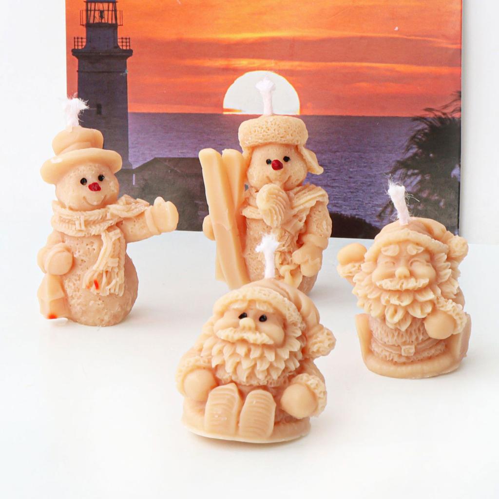 Christmas Snowman Candle Mold 3D Santa Candle Mold for Making Candle Soap Plaster Christmas Party Treats Home Decor