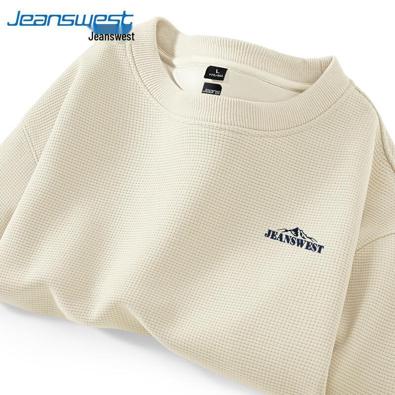 Jeanswest Men's Heavyweight Waffle Knit Crewneck Sweatshirt