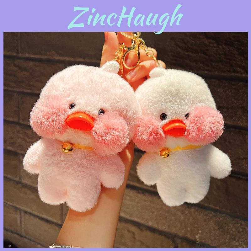Soft Short Plush Duck Keychain Colorful Bag Accessory Yellow White Pink 12cm