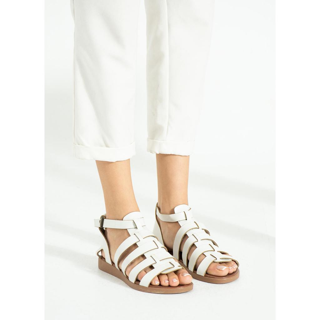 Sandales décontractées épaisses à rayures à la cheville pour femmes 51-810-23