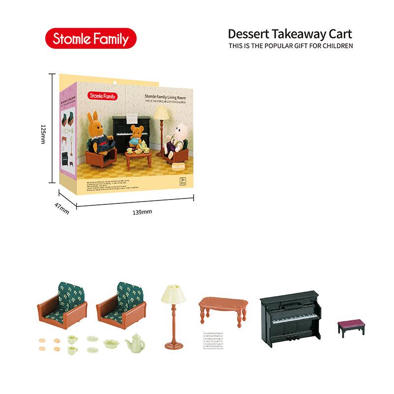 New Forest Animal Outdoor Station Wagon School Bus Set DIY Simulation Furniture Girl Play House Toys Kid Birthday Gift