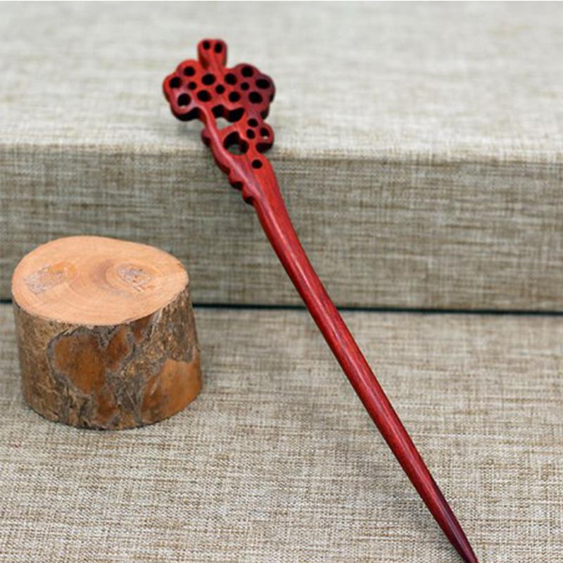 Hair Clasp Girls New Handmade Classical Hairpin Wholesale Updo Red Sandalwood Rosewood Hairpin Ladies Red Sandal Wood
