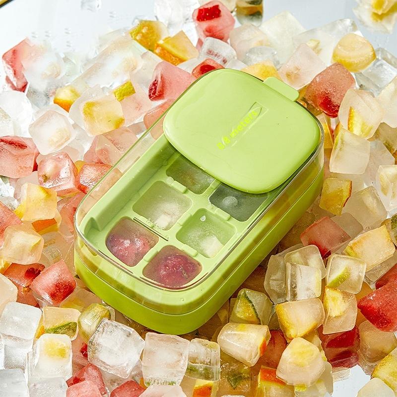 8 Grid Square Ice Cube Tray With Lid Flexible Easy Release Ice Cube Mold Reusable Ice Freezer For Cocktails Beverages