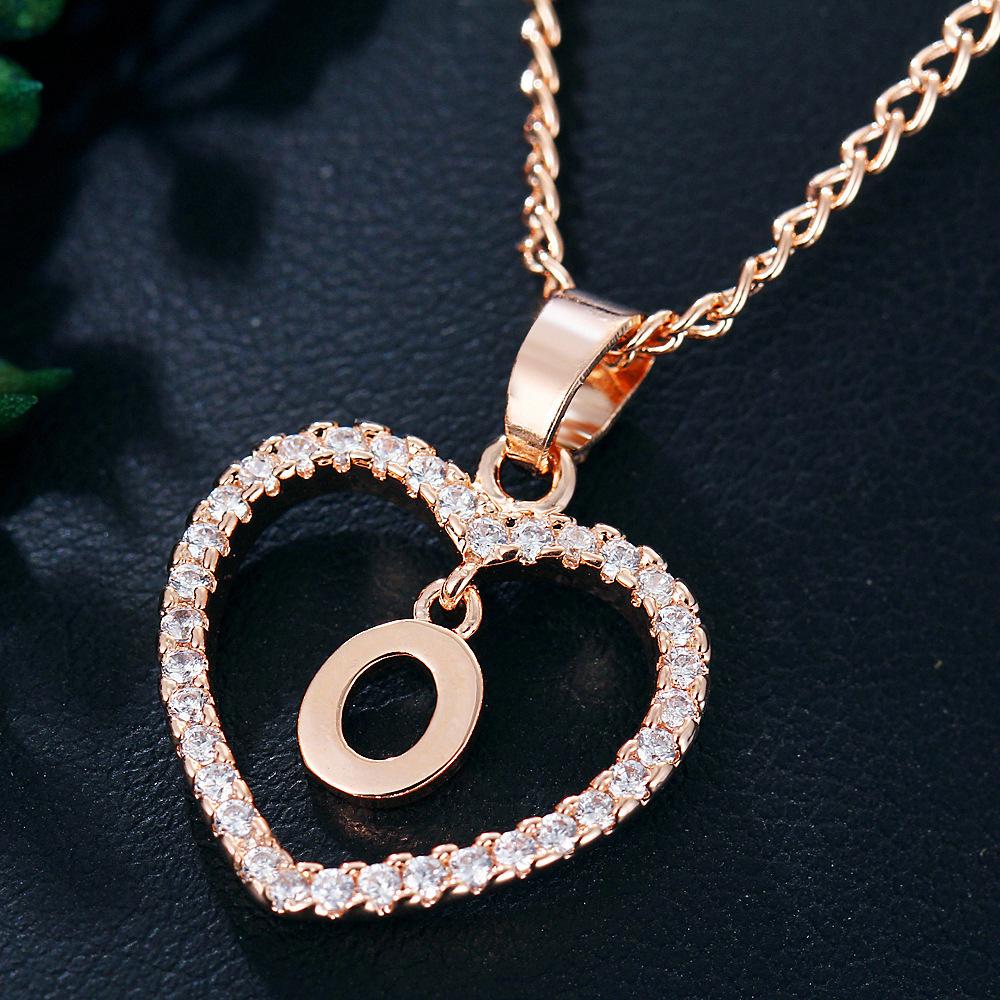 Customizable Love Pendant Necklace with Zircon 26 Letter Initial Jewelry for Men And Women