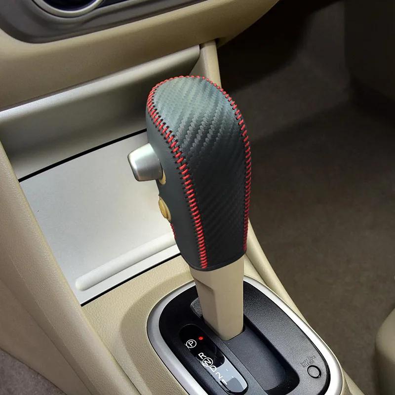 Carbon Fiber & Leather Gear Handle Cover for Nissan Sylphy(Sentra) - Multi-Color Interior Accessory