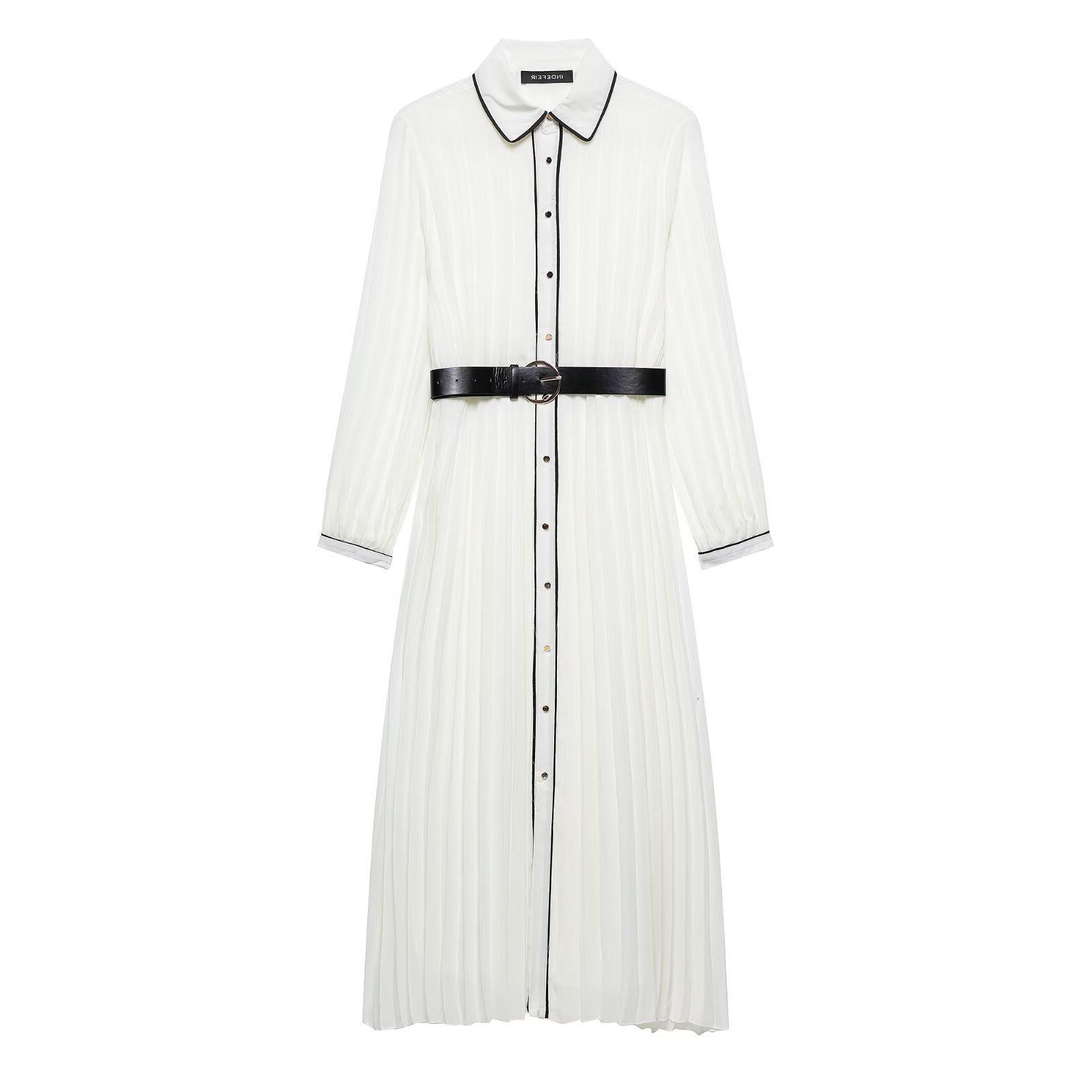 

TAOP&ZA Women s Summer Turn-Down Collar Belted Dress XS