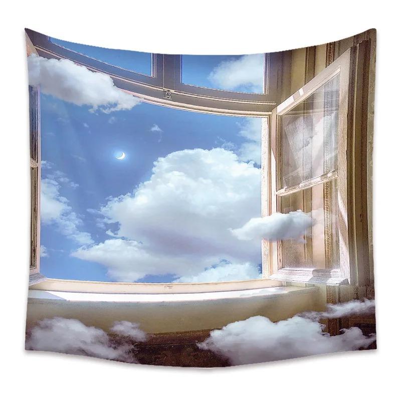 Window Scenery Background Hanging Cloth Bedroom Living Room Tapestry Home Wall Decoration Tapestry