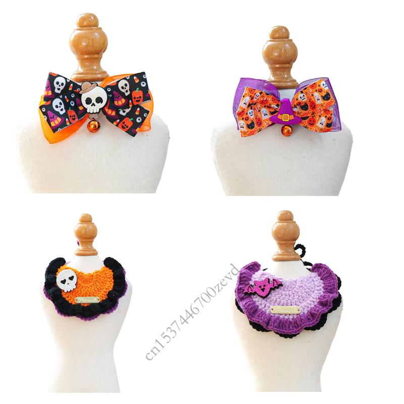 Halloween Pet Collar Reflective Adjustable Dog Cats Neckband Necklace Safe Portable Polyester Parties Accessory P9YB