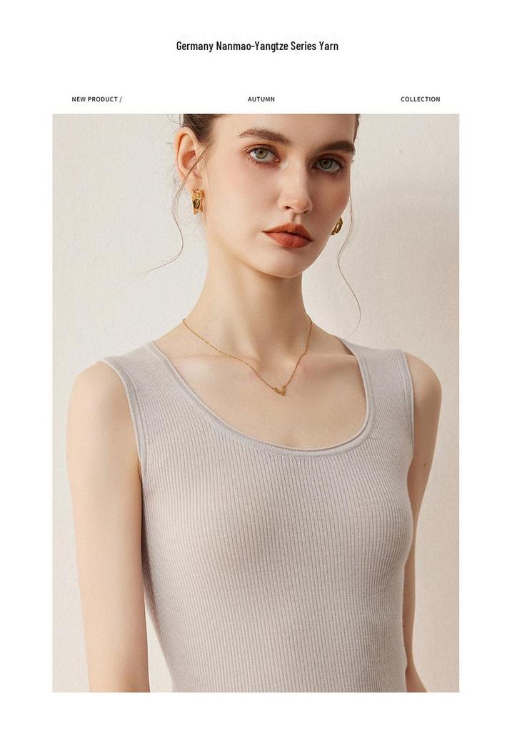 2026 Le Ka Sha Seamless Ribbed Spaghetti Strap Tank Top, Low Round Neck, U Shape, 18 Gauge, 60 Count Fine Spun Yangzi Yarn.
