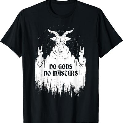 Žádní bohové Žádní páni Baphomet Pentagram Ateismus Satanismus Tričko