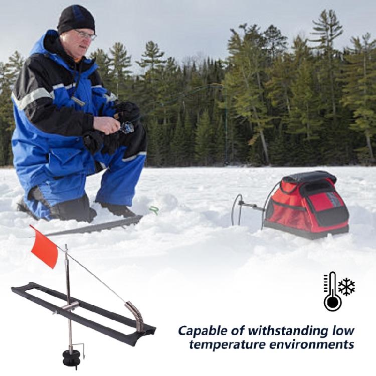 2Pcs Ice Fishing Tip Up Replacement Rail Style Foldable with Orange Flags Rail Tip Up Ice Fishing Accessories Easy to Use