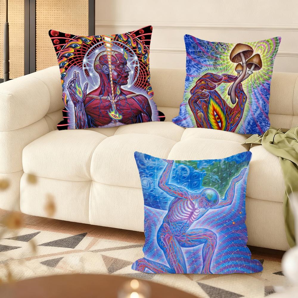 A-Alex G-Grey Trippy Cushion Cover Soft Short Plush Pillow Cover Smooth Cozy Texture Aesthetic Cushion Case Home Decor