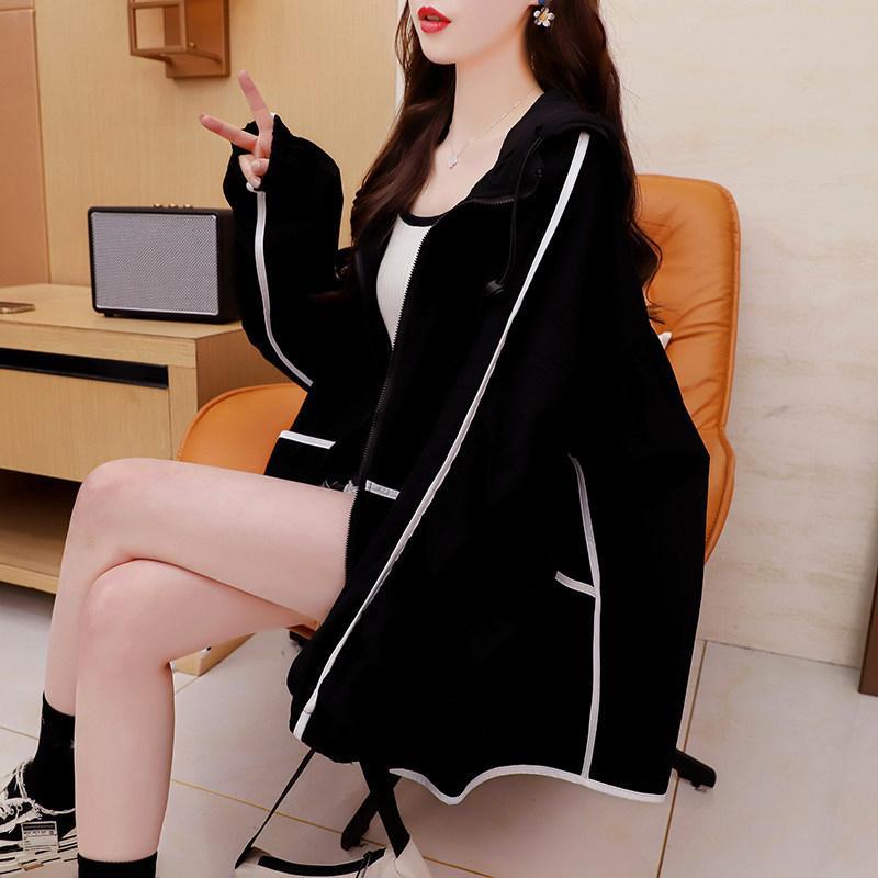 Women's Sun Protection Jacket Zip Up Cotton Cardigan Hood Summer