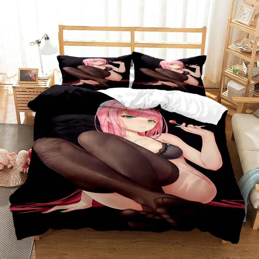 Sexy Anime Beauty Digital Print Comfortable Duvet Quilt Cover Pillowcase Bedding Set Children Bedroom Decoration Home Textile