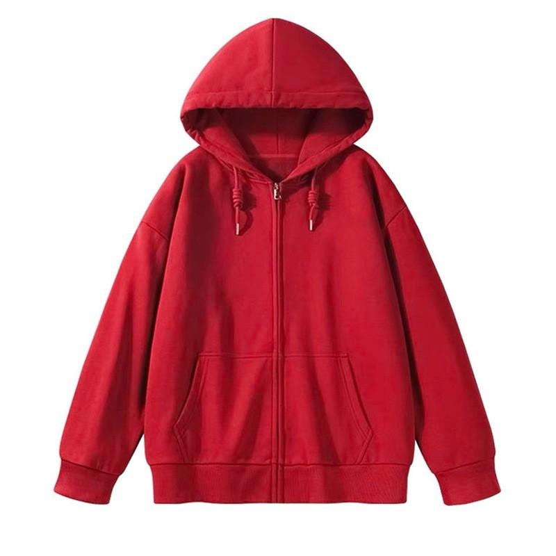 Womens Oversized Long Sleeve Hooded Zip-Up Top Loose Fit Mid-Length Casual T-Shirt In Milk Silk Fabric