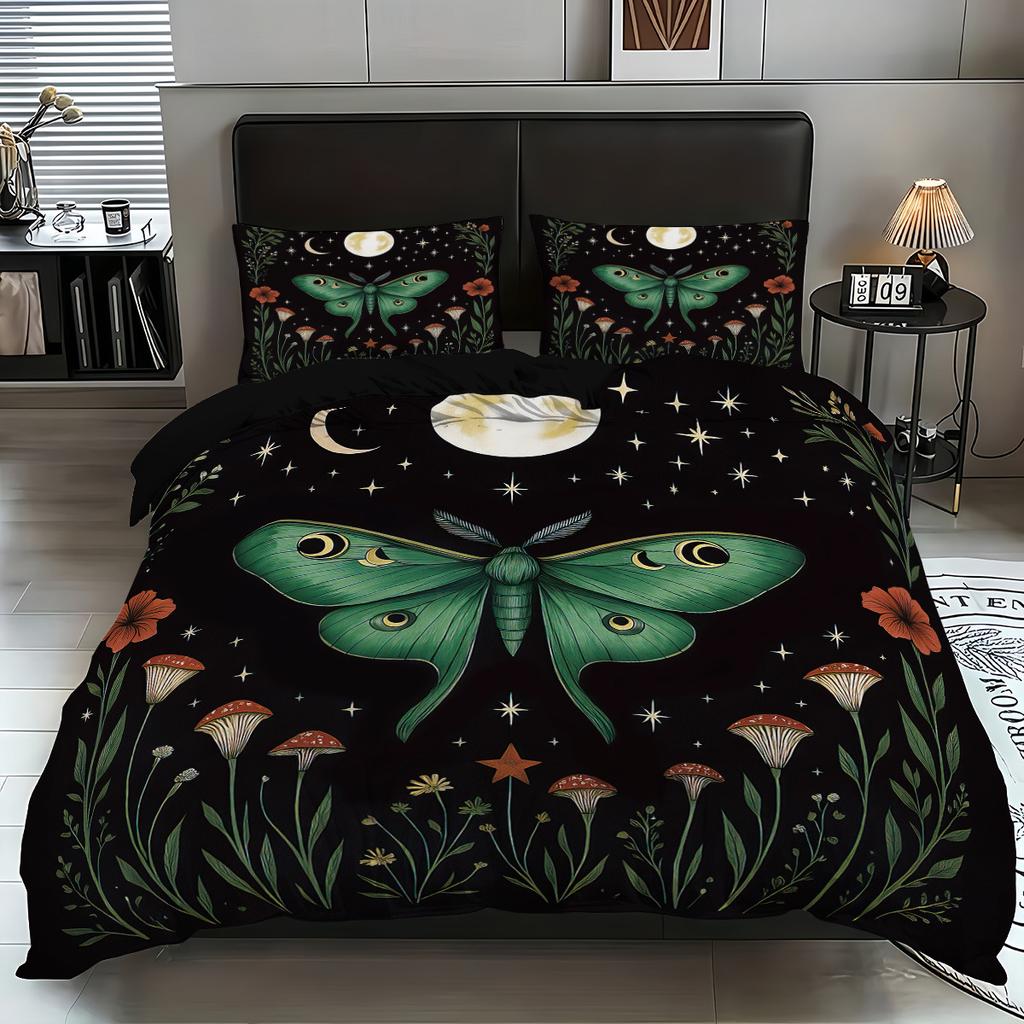 Fashionable Digital Print Butterfly Flower Duvet Cover Set -SoftComfortable Bedding with Classic Design-Ideal for