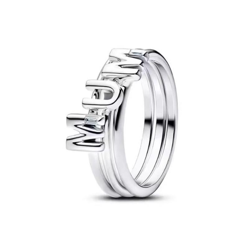 New 925 Silver Clover Letter Love Flower Women's Ring Wedding Party Fashion Gift Jewelry