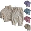 Baby Double-Sided Velvet Stand-Up Collar Sweater Winter Cartoon Color Warm Suit Girl Boy Sweater Suit