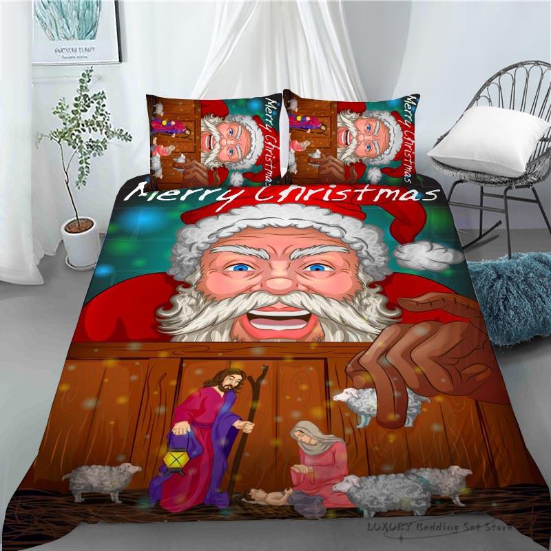 3 Pc Duvet Cover Christmas Moon Penguin Bedding Set for Kids and Adults Microfiber Single Double Queen 220x240 Room Decor Gift