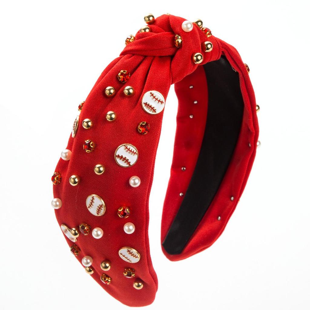 Heming Pearl-Decorated Baseball Headband: Fashionable Wide-Brim Fabric Hair Accessory