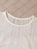 2-Piece Girls' Summer Set: Light Retro Ethnic Geometric Cutout Crew Neck Long-Sleeve Cropped Top with Linear Design Cami Dress