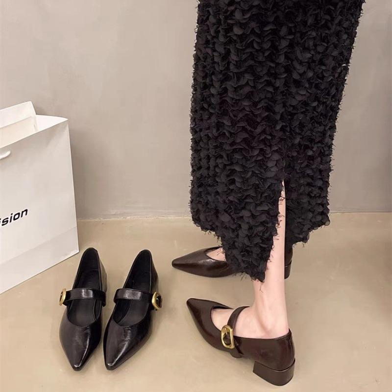 New Style Design High Heeled Mary Jane Pointed Toe Women Single Shoes Leather Comfort Spring Summer Dress Sexy Women's Shoes