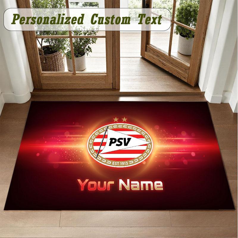 Crystal Velvet Square Rug Custom NamePSV Eindhoven FC Pattern Non Slip Home Floor Decor Rug