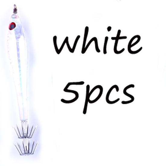 

5 шт., 9,5 см, 6 г, прочный 2-ступенчатый крючок для джиг-кальмара, приманки для кальмара, зеленый буле, оранжевый, розовый, белый