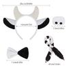 Cow Animal Costume Include Headband Tail Bowtie Nose Skirt Halloween Animal Role Play Outfit Accessory for Kid Adult