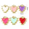 Copper Valentine's Day Charms Gold Color Multicolor Pearlized Heart Enamel Pendants For DIY Jewelry Making 19mm X 18mm, 1 Piece