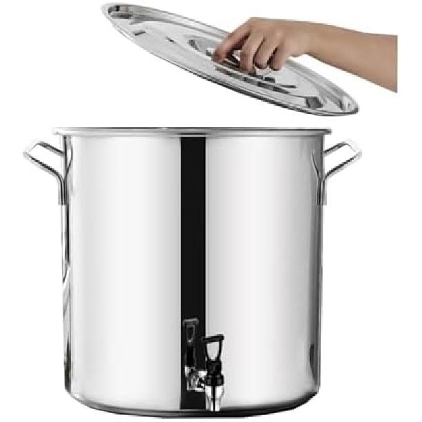 Stainless Steel Stock Pot - Stock Pot With Spigot, Round Stock Pot With Soft-Touch Handles, Stainless Steel Soup Stockpot Composite Bottom 5-90L Wine