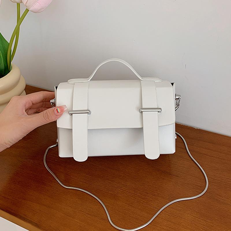 New Small Square Bag Women's Solid Color Simple Casual Shoulder Messenger Bag Urban Commuting Versatile Texture Chain Bag