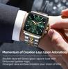 Business Quartz Watch Men Gold White Chronograph Dress Wristwatch with Stainless Steel Band Auto Date Luminous Hands 24-hour