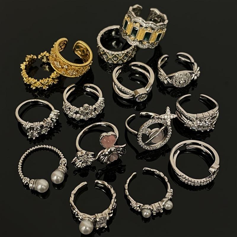 Super Flash Zircon Full Diamond Micro-Inlaid Open Ring Niche Light Luxury High Sense Cold Wind Index Finger Ring Female