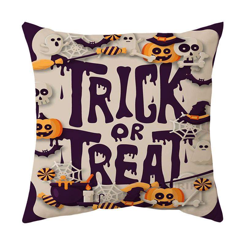 Cushion Pillow Halloween Print Pillow Cover Cushion Peach Skin Short Plush Cushion